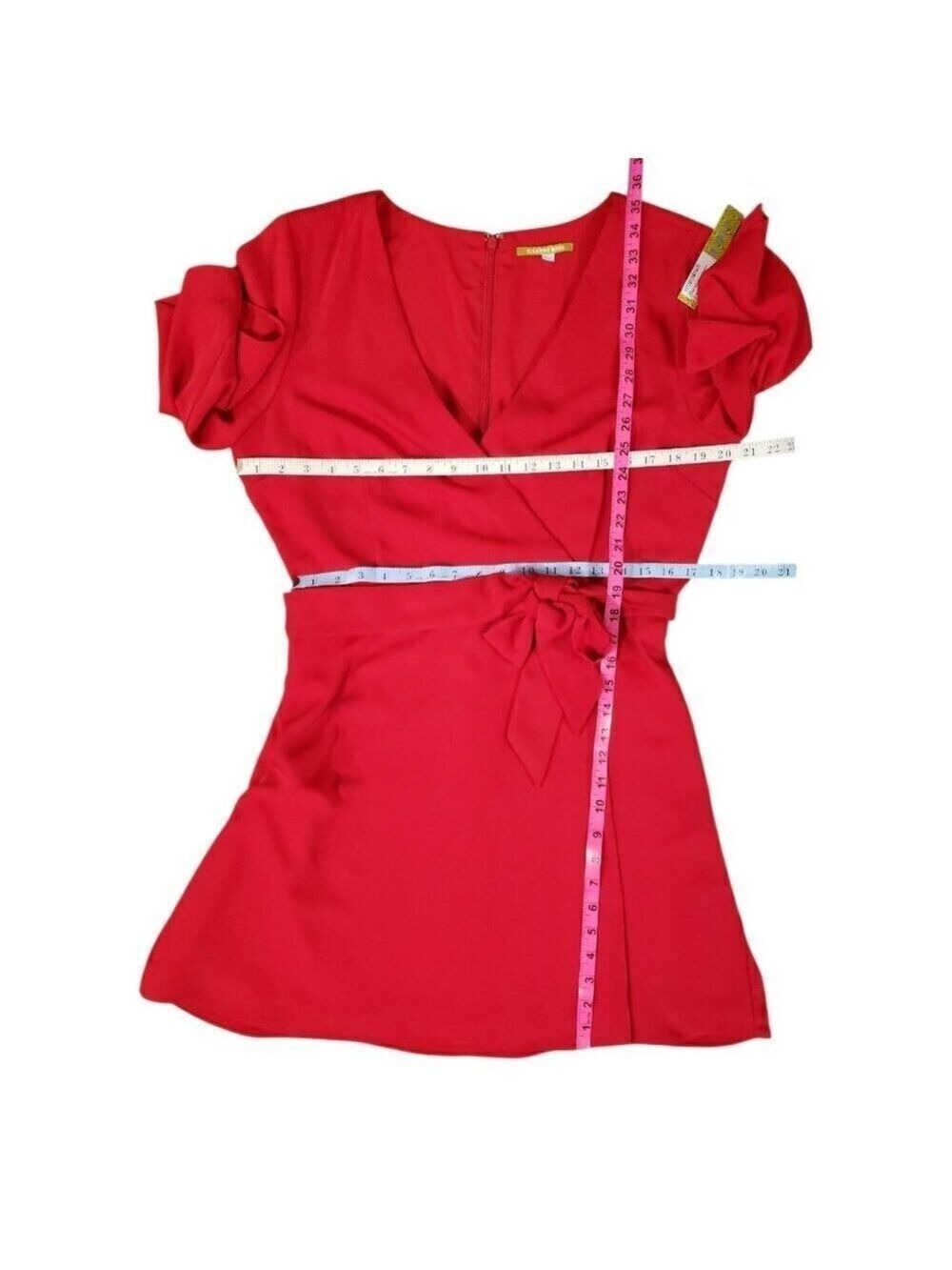 Women’s Gianni Bini Red V-Neck Wrap Dress Size 12 - Picture 9 of 11